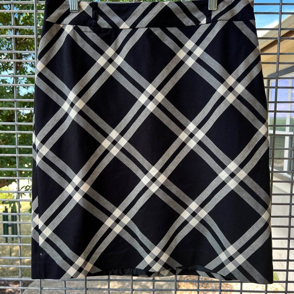 Talbots Black and Gray Plaid Mini Skirt